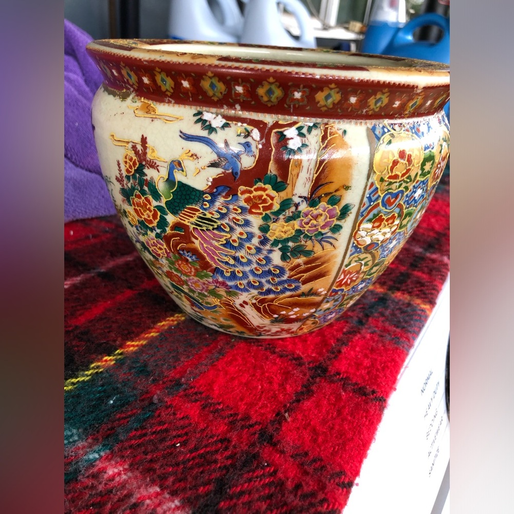 Asian painted art pot